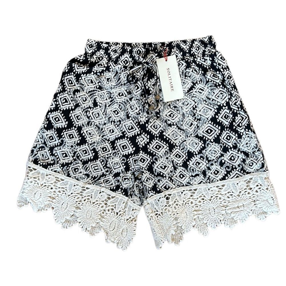NEW Solitaire Black And Cream Shorts